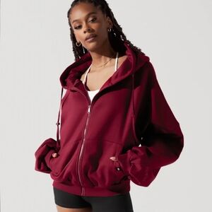 Popflex Zip Cloud Hoodie in Crimson